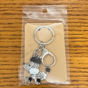 Silver and Black Poodle Keychain